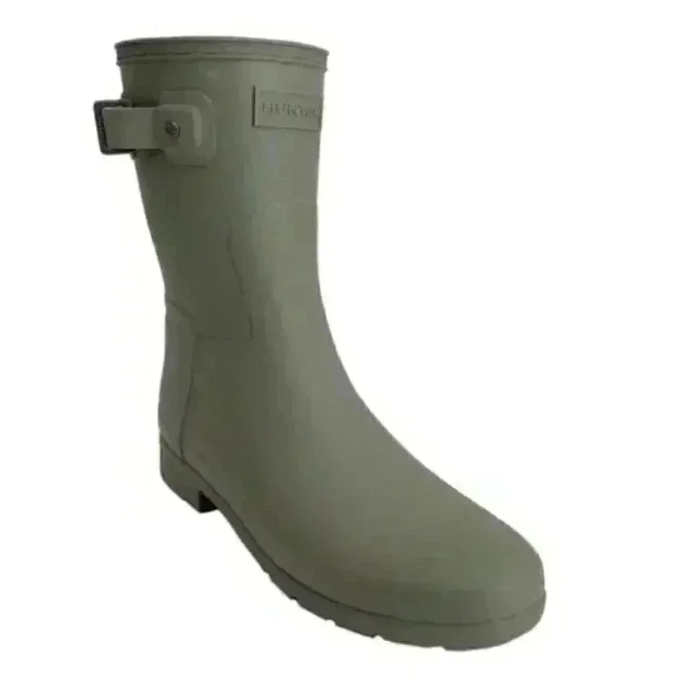 Hunter Original Refined Short Rain Boot Waterproof EU 39 US 8 Green Gray NEW